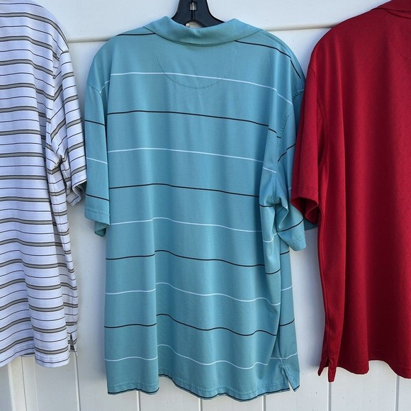 Lot of 3 George Polo Shirt Gray Golf Short Sleeve Red Blue White Striped XL - Picture 12 of 12
